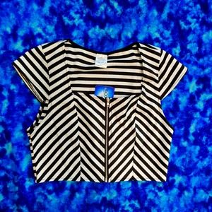 Black and White Striped Crop Top